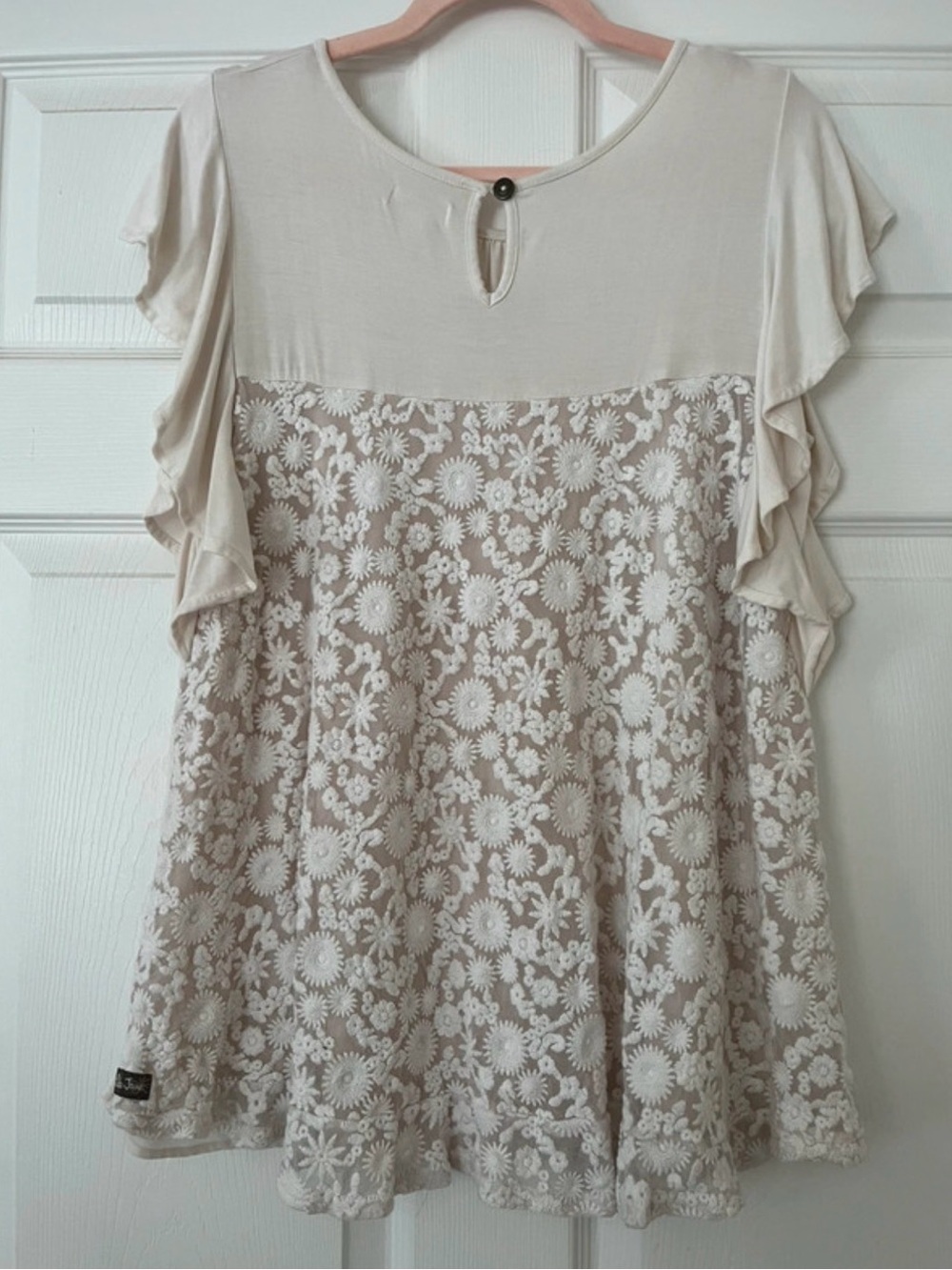 Matilda Jane Cream Lace Flutter Sleeve Tunic